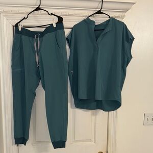 *see profile for matching jacket* Figs Teal Women's Jogger Pants and Top Set
